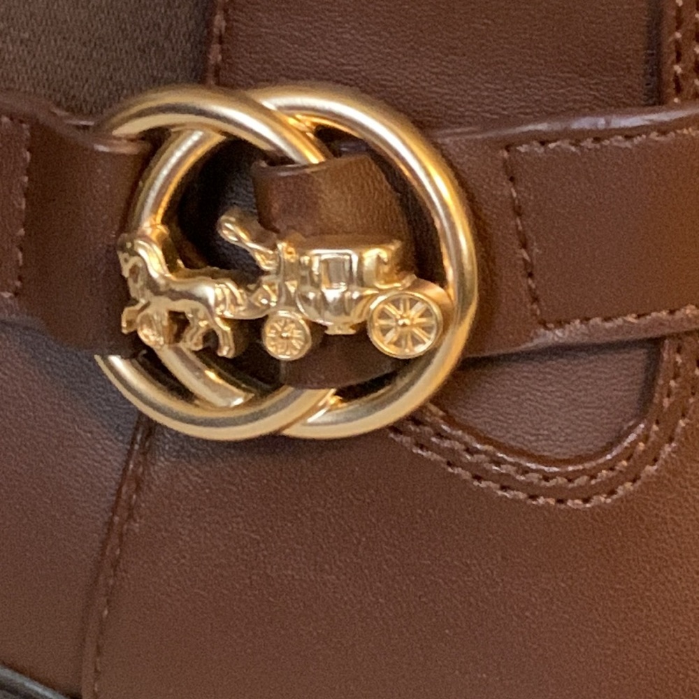 Coach Farrah Logo Buckle Tall Riding Boots in Brown - Picture 7 of 15